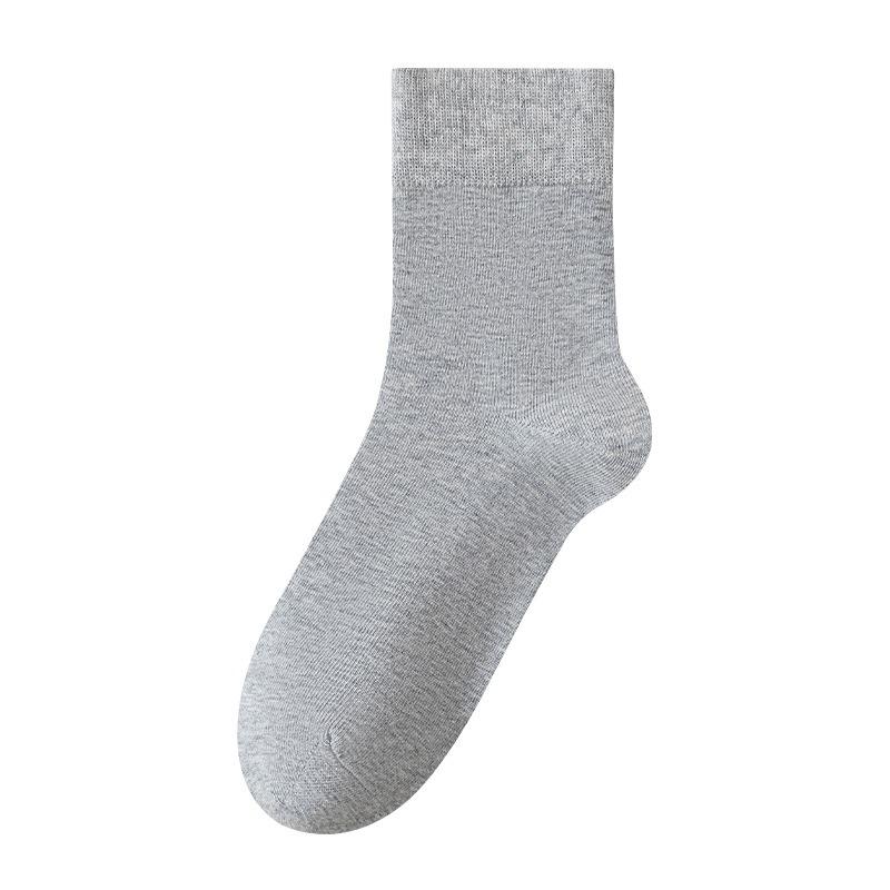 Men's Spring and Autumn Pure Cotton Pure Color Business Leisure Sweat Absorbing Breathable Antibacterial Socks