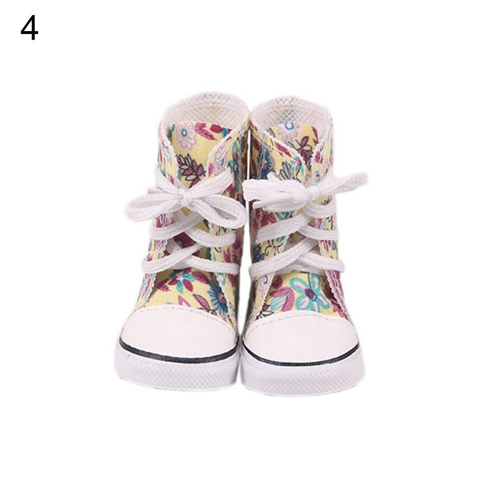 DIY Russia For 43cm Baby 7cm American Doll Shoes Flowers Sneakers Boots 18Inch Doll Canvas Shoes