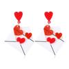 Korean Style Heart Envelope Earrings - Simple, Niche Design Acrylic Jewelry for Women
