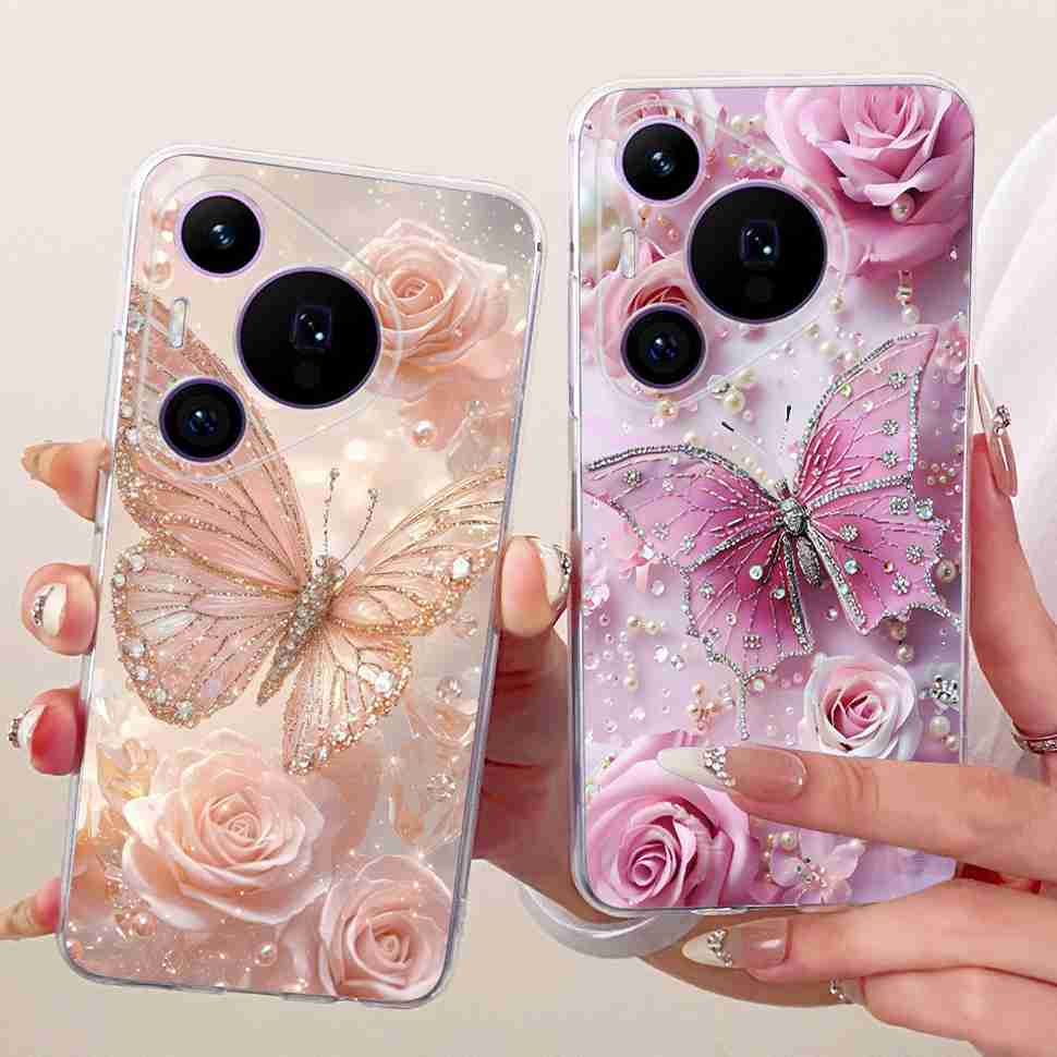 For Huawei Pura 70 Pro HBN-LX9 Case Luxurious Pattern Butterfly TPU Back Cover For Pura 70Pro+ 70 Pro Plus HBN-AL10 Phone Shell