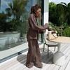 Women's 2025 European & American Spring/Summer Casual Loose Long-Sleeved Shirt and Trousers Set