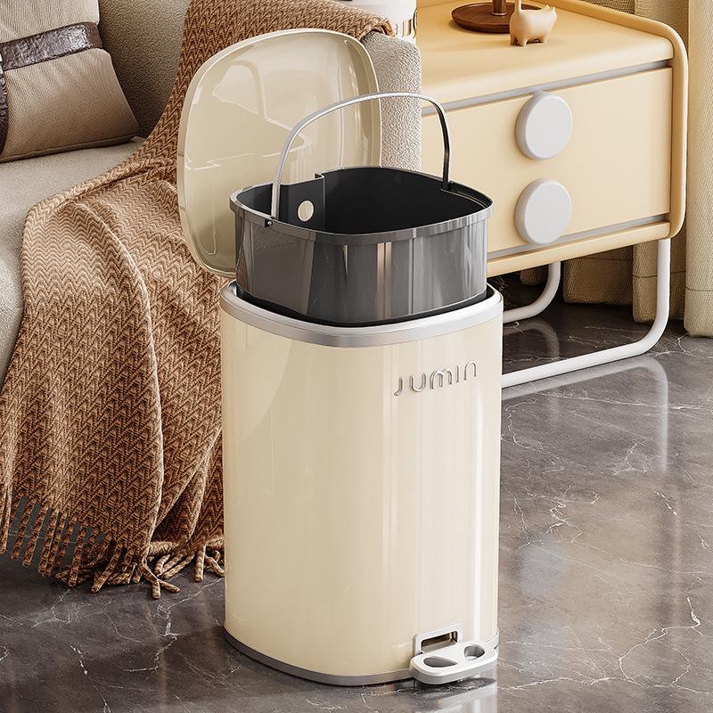 Elegant Large-Capacity Trash Can with Foot Pedal & Lid for Home Use: Kitchen, Living Room, Bedroom, Bathroom, Toilet. Plastic Bin & Paper Basket.