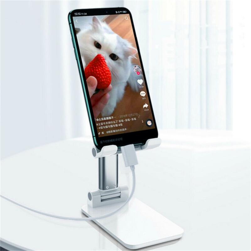 Suporte Dobrável Elevatório para Celular, Altura Ajustável em 2 Níveis, com Almofada de Silicone Antiderrapante