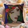 P-Picasso Oil Cushion Cover Linen Organic Fabric Double-Sided Printing Breathable Pillow Case Sofa Home Decor Gift