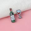 Mini Cute Wine Glass Wine Bottle Brooch Enamel Pin Fashion Badge For Lovers Friends