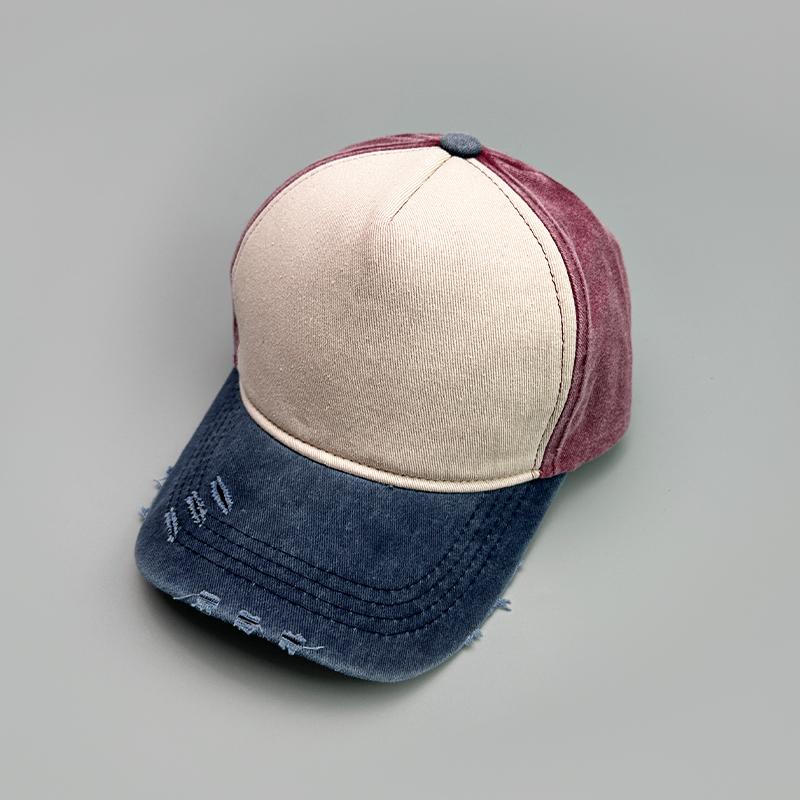 Retro Solid Baseball Hats New Unisex Breathable Broken Style Sunshade Color Block Peaked Caps Versatile Fashion Casual Outdoor