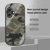 Camouflage Blue For Apple IPhone 16 11 13 15 14 Pro Max 12 Mini 7 8 Plus XR X XS Elliptical Shaped Tempered Glass Phone Case