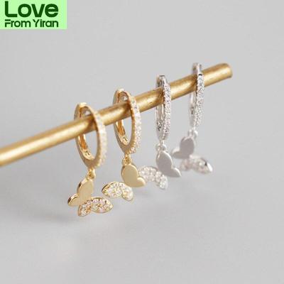 925 Sterling Silver Butterfly Hoop Earrings For Women Cubic Zircon Gold Silver Ear Jewelry Gifts Wholesale S -E1375