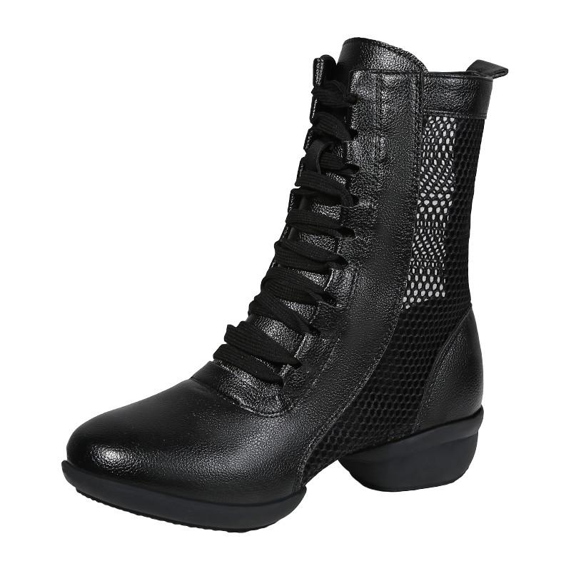 Mesh Black Jazz Dance Shoes Soft Sole Modern Dance Boots Breath Teacher Shoes High Top Boots 34 чёрный