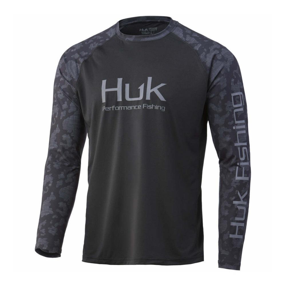 HUK Magliette da Pesca Abbigliamento da Pesca Sport all'Aperto Protezione Solare Asciugatura Rapida Manica Lunga Girocollo Seta di Ghiaccio Abbigliamento da Pesca