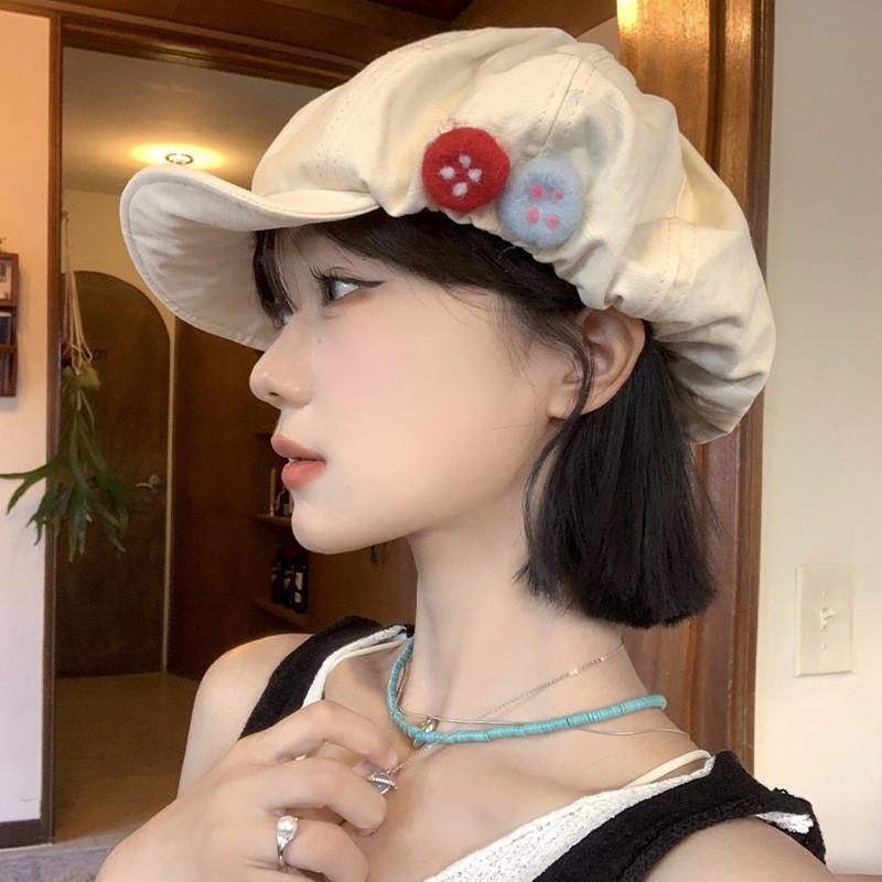 Vintage Japanese Cotton Linen Octagonal Hat For Adults With Colorful Embroidery Design