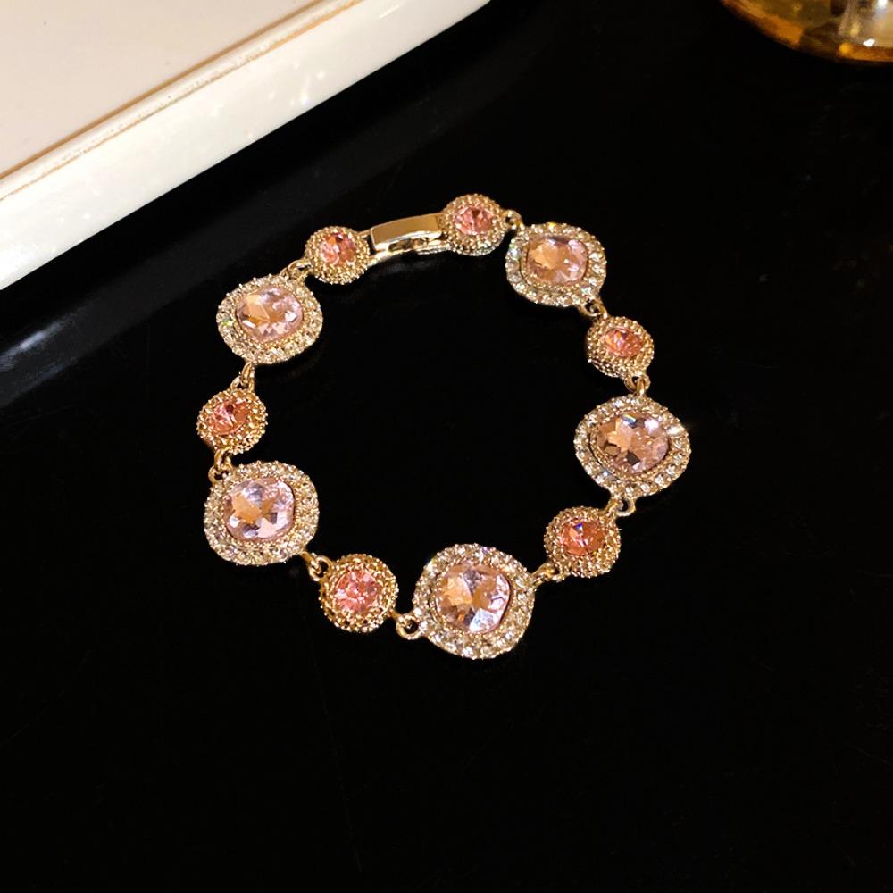 Glänzendes Vintage Strassarmband Gold Geometrischer Armreif Mode Zirkonarmband Partyschmuck