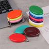 Small Oval Coin Purse Mini Earrings Rings Storage Box With Chain Solid Color Pvc  Portable Bag Pendant