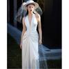 French Light Wedding Dress White Slim Bride Wedding Welcome V-neck Sexy Travel Photography Simple High-end Neck Dress