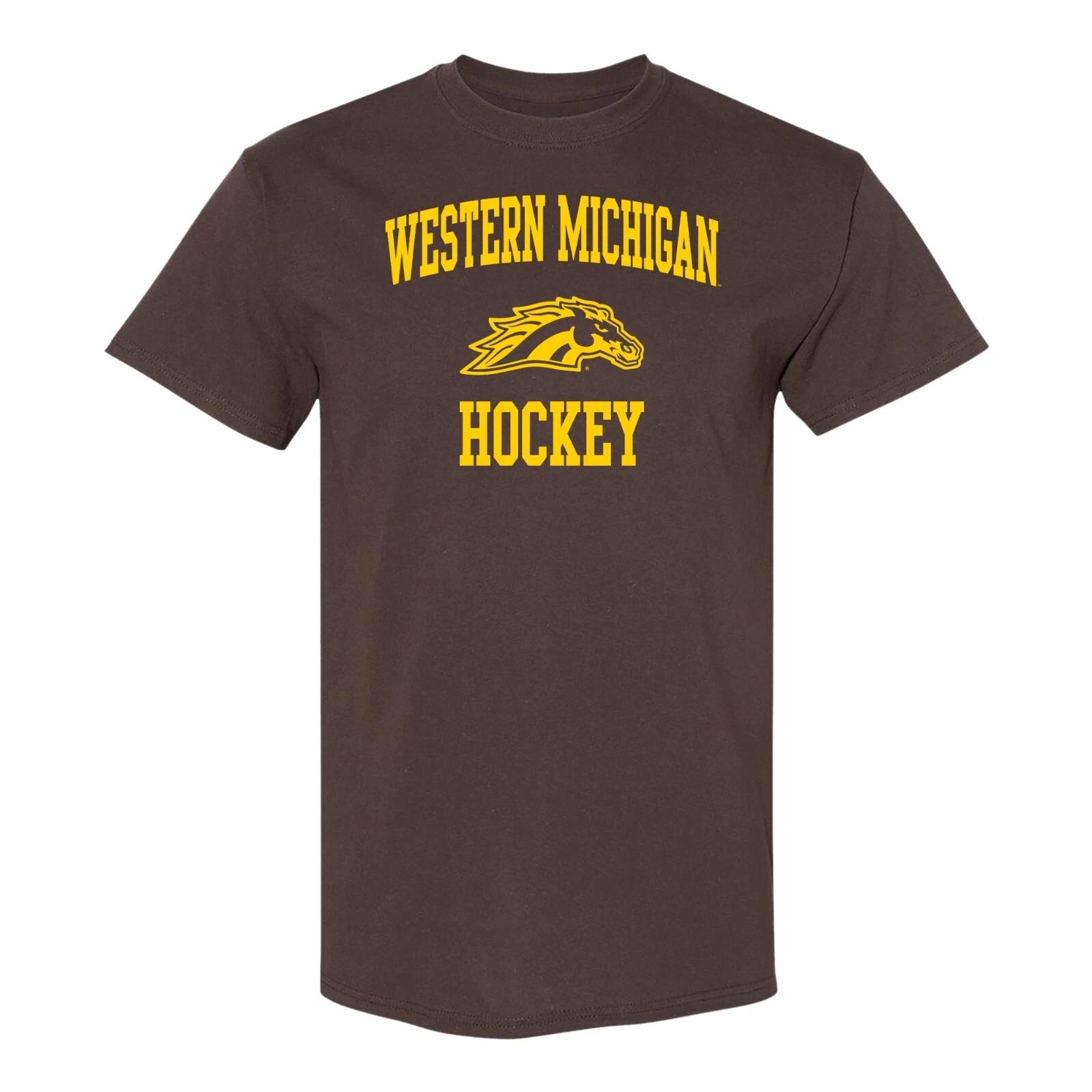 Western Michigan Broncos Arch Logo Hockey T-Shirt - Dark Chocolate S