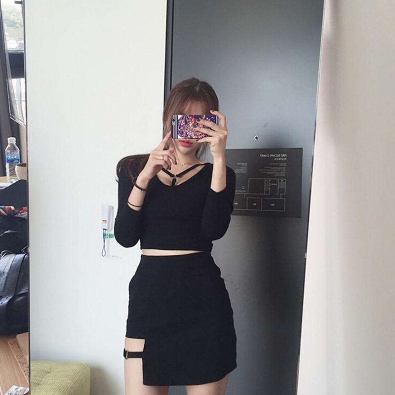 Women Skirts Mini Asymmetrical Black High Waist Female Jupe Design Female Personality Party Skirt