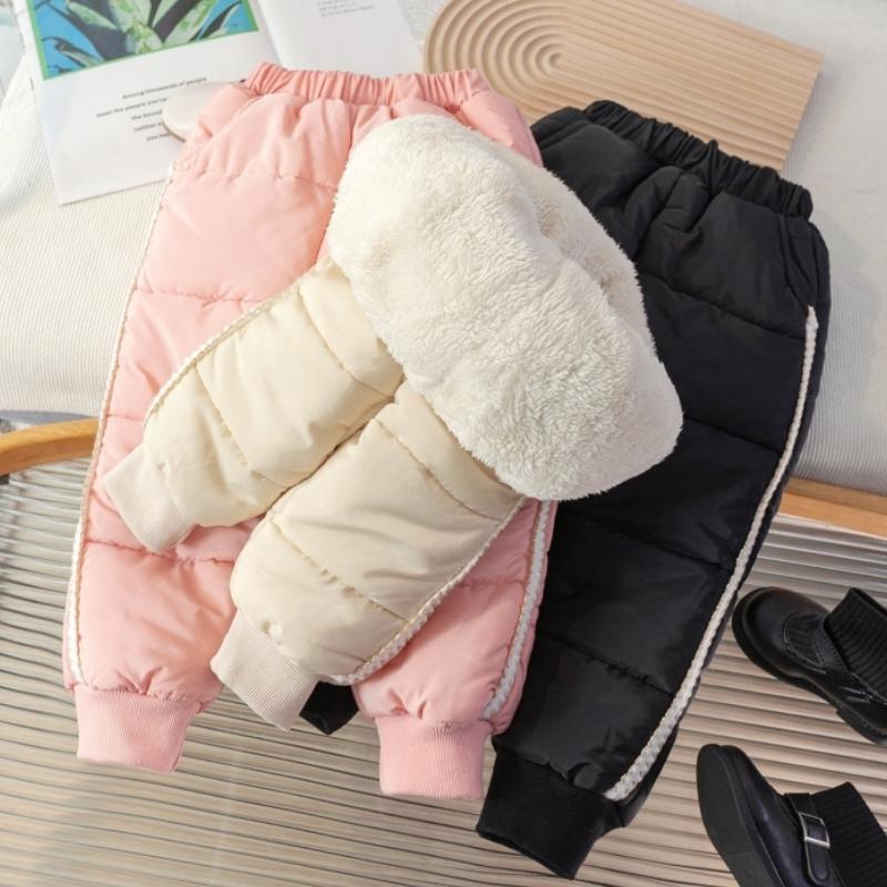 Children Padded Pants Winter Boys Girls Lambwool Thickened Trousers New Kids Bottoming Pants Toddler Velvet Warm Sweatpants