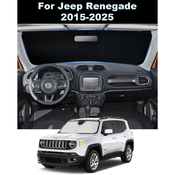 Front Windshield Sunshade Fit For Jeep Renegade 2015-2025 UV Ray Reflector Foldable Car Shade Automotive Windshield Sunshades Jeep Renegade