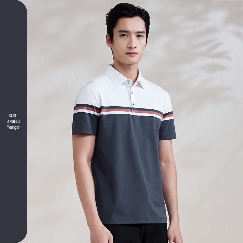 Men s Fashion Color-block Short Sleeve Polo Shirt 52