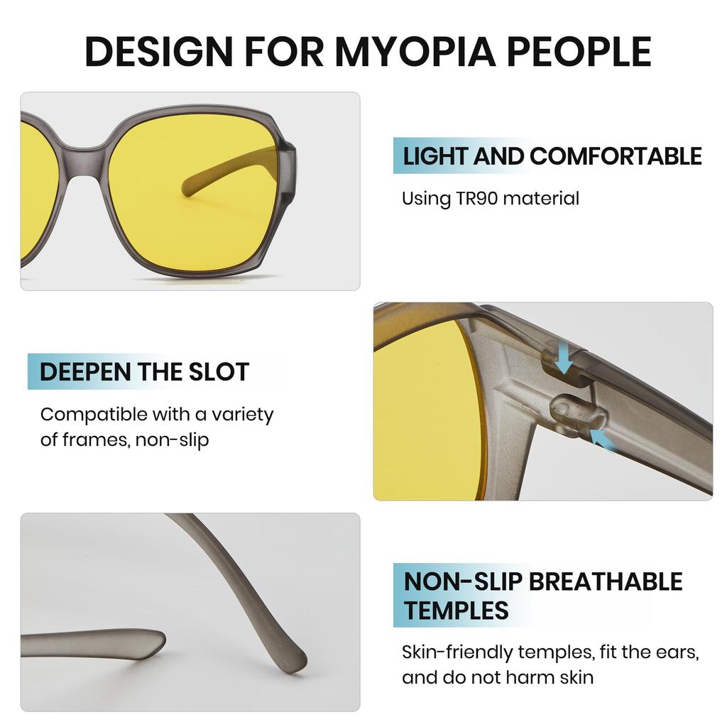 Oversized designed to be worn over polarized UV TR90 slimming for stylish [Cyxus] Sunglasses, eyeglasses, lenses, protection, ultra-lightweight,