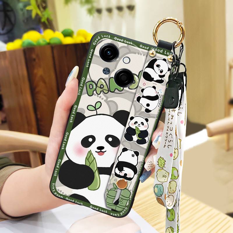

Пылезащитный защитный чехол для телефона Tecno POP9 4G/Spark GO 1/KL4 с браслетом, задняя крышка, водонепроницаемый, мультяшный, милый, с кольцом, панда Tecno POP9 4G/Spark GO 1/