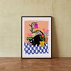 Canvas Painting Cute Black Cat with Flowers Wall Art Animal Poster Flower Print for Living Room Home Decor Unframed