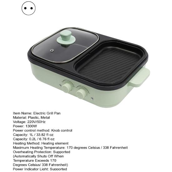Elektrický horký hrnec a grilovací pánev 2 v 1 Nepřilnavý horký hrnec Frying Pan se skleněnou poklicí Rychlé ohřívání Duální regulace teploty Ochrana proti přehřátí Přenosný