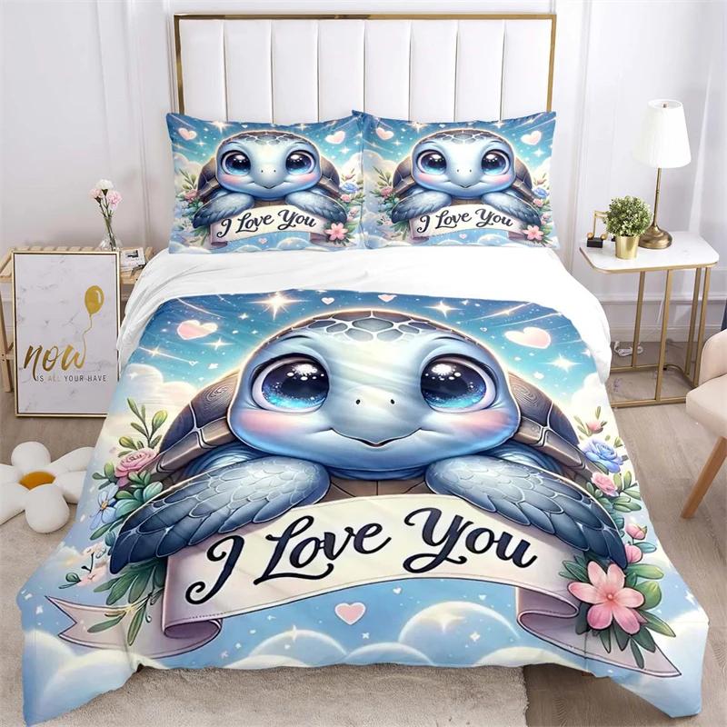 Cute Turtle Dolphin Beautiful Fish Duvet Cover Set Printed Bedding Set Double Queen King Size 2/3pcs,Bettbezug