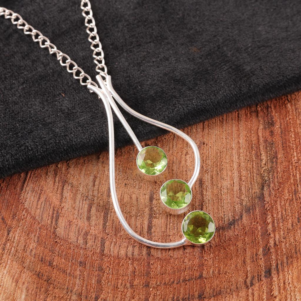 Peridot Schmuck, 925 massiv Sterlingsilber Edelstein Anhänger, Handgefertigter Anhänger Schmuck, Für Hochzeitsgeschenk