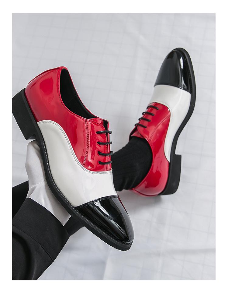 Herrskor i läder, formella, slip-on loafers, kontrasterande färger, stora storlekar, idealiska för vår och höst.