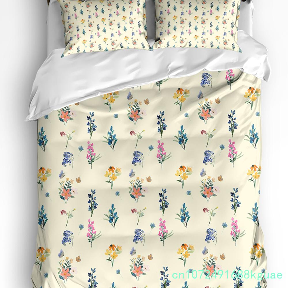 Purple Flower Lavender White Duvet Cover With Pillow Case Custom 3pcs Bedding Set Quilt Cover Double Bed Home Textile