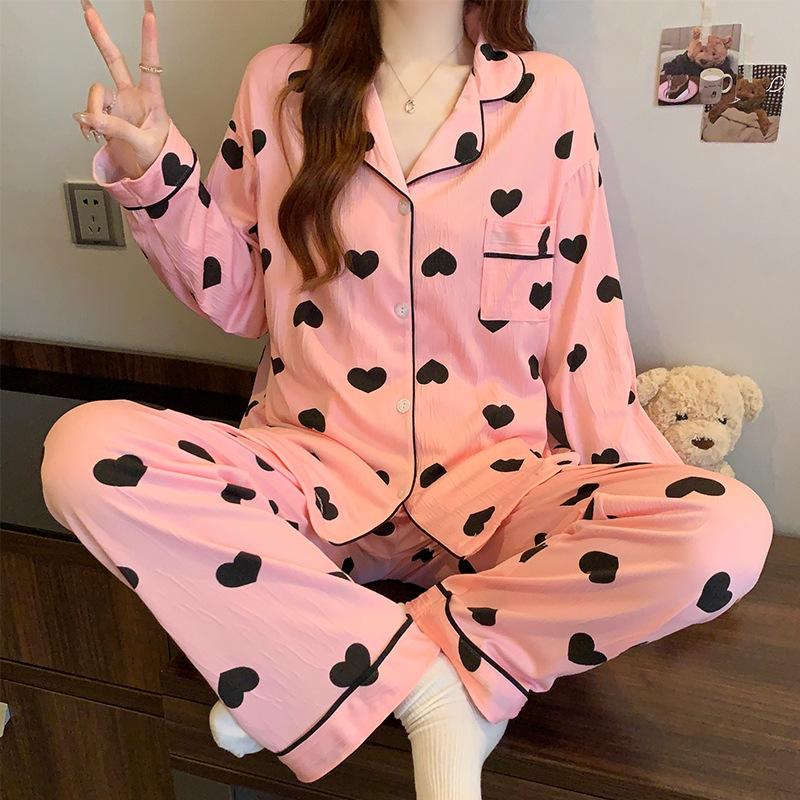 High-End Love Pink Pajamas Women'S Spring And Autumn New Long-Sleeved Loose Suit Loungewear