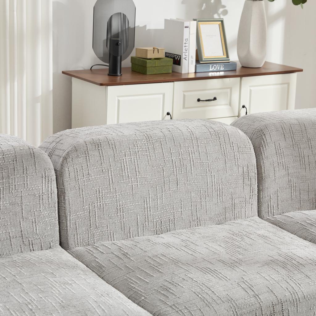 Modular Compression Sofa, Chenille Fabric, Filled with 30D High-Resilience Foam. Easy To Move, Non-Slip Base, Ideal for Living Room - Gray