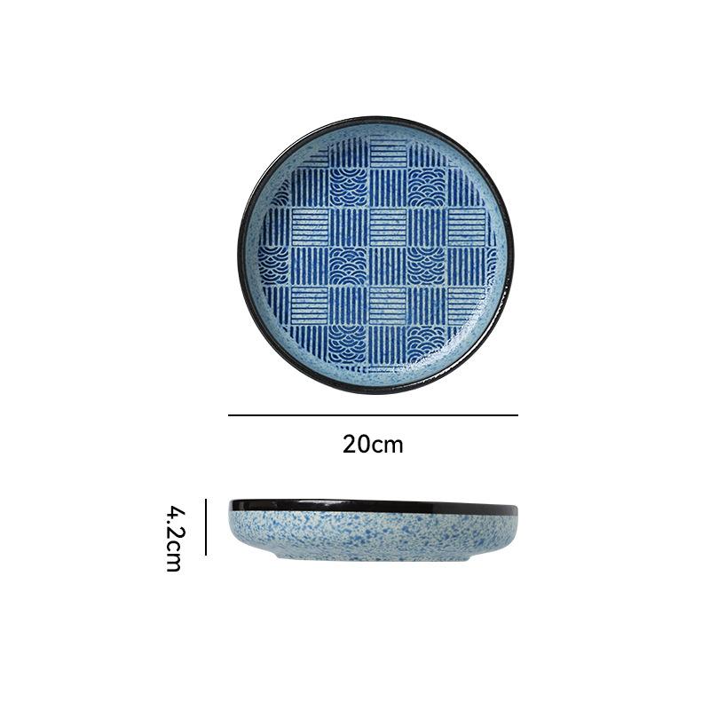 Japanese Retro Ceramic Tableware Rice Plate Restaurant Hotel Steak Plate Western Plate Household Deep Plate Soup Plate