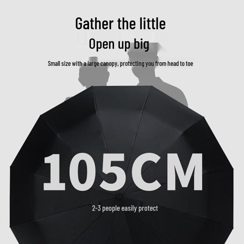 Guarda-chuva Hongye totalmente automático com abertura reversa em 3 partes e revestimento UV preto.