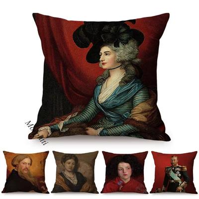 Housse de coussin peinture à l'huile célébrité nordique vintage femme chic roi George autoportrait décoration canapé taie d'oreiller Kussenhoes