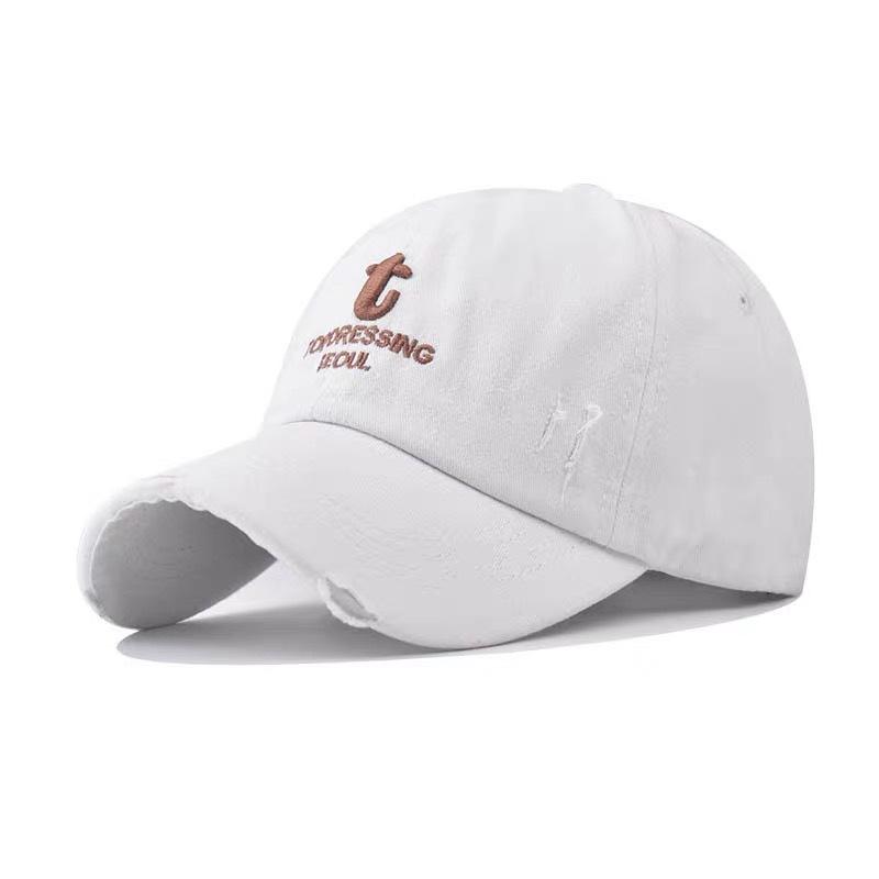 

Hip hop letter embroidered baseball cap women s spring and summer new polished old face small curved brim cap Adjustable белый