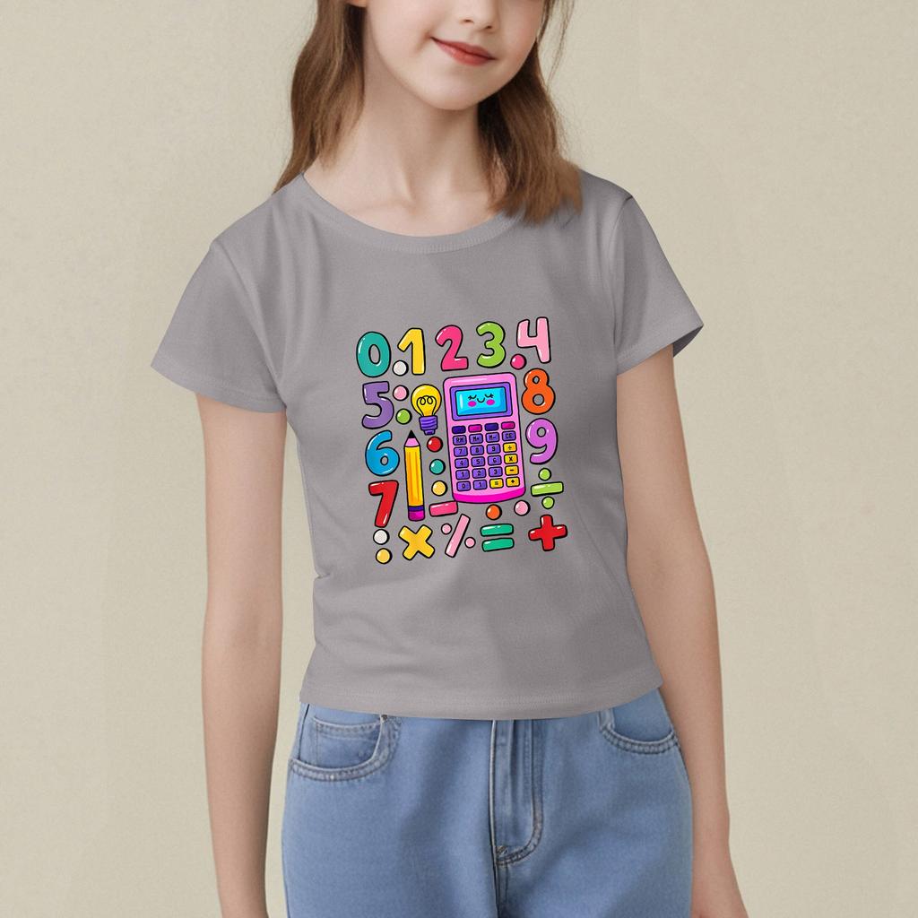 Dziecięca Koszulka z Nadrukiem z Krótkim Rękawem z Okrągłym Dekoltem Casualowa Wygodna Luźna Lekka