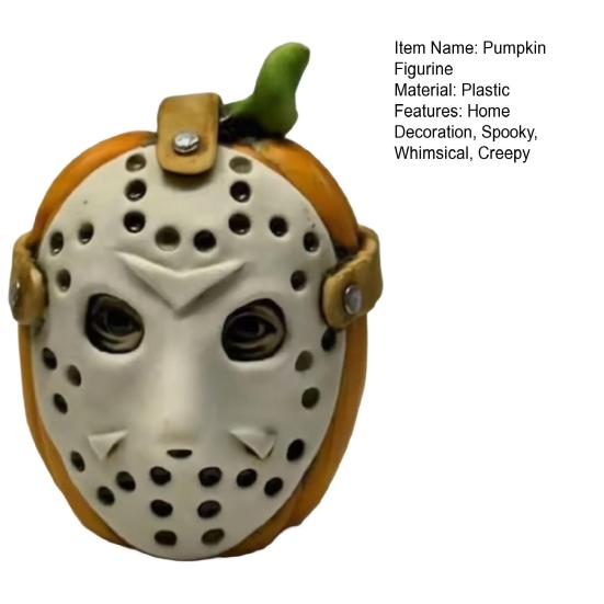Pumpkin Face Sculpture Spooky Ghost Face Resin Pumpkin Figurine Halloween Tabletop Decoration for Indoor Outdoor Patio Home Decor