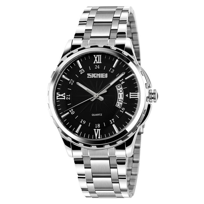 Skmei Luxury Bracelet Watches for Mens 30m Waterproof Analog Display Quartz Calendar Wristwatch Stainless Steel Strap