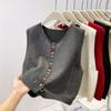Sweater Vest Autumn Women Rainbow Single-breasted Button Soft Sweater Loose Knit Vest V-neck Knitwear Cardigan Lady Waistcoats