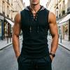 Męski Tank Top Mięśniowy, Bezrękawnik z Kapturem Slim Fit, Oddychająca Kamizelka Treningowa na Siłownię na Lato na Zewnątrz