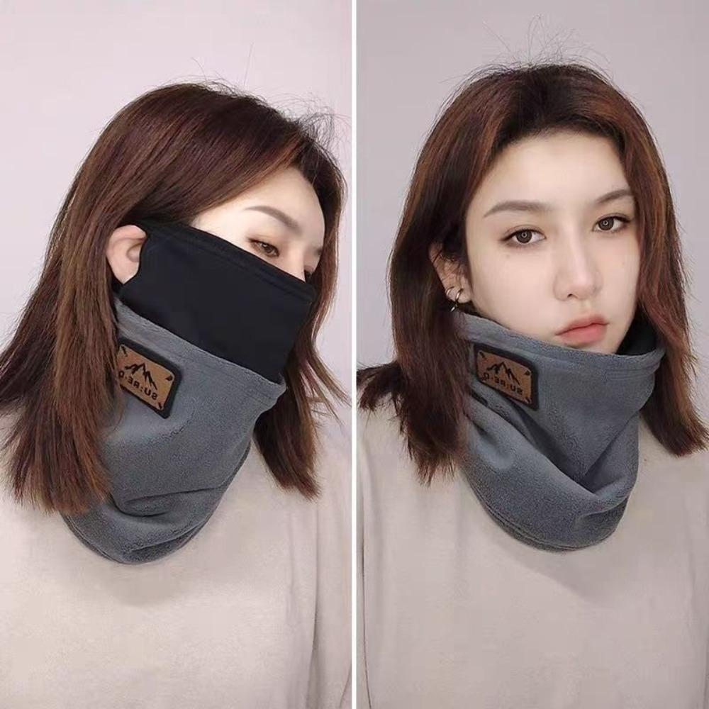 Thickened Fleece Neck Gaiter Neck Protection Winter Warm Mask Daily Cold-proof Half Face Mask  Men серый