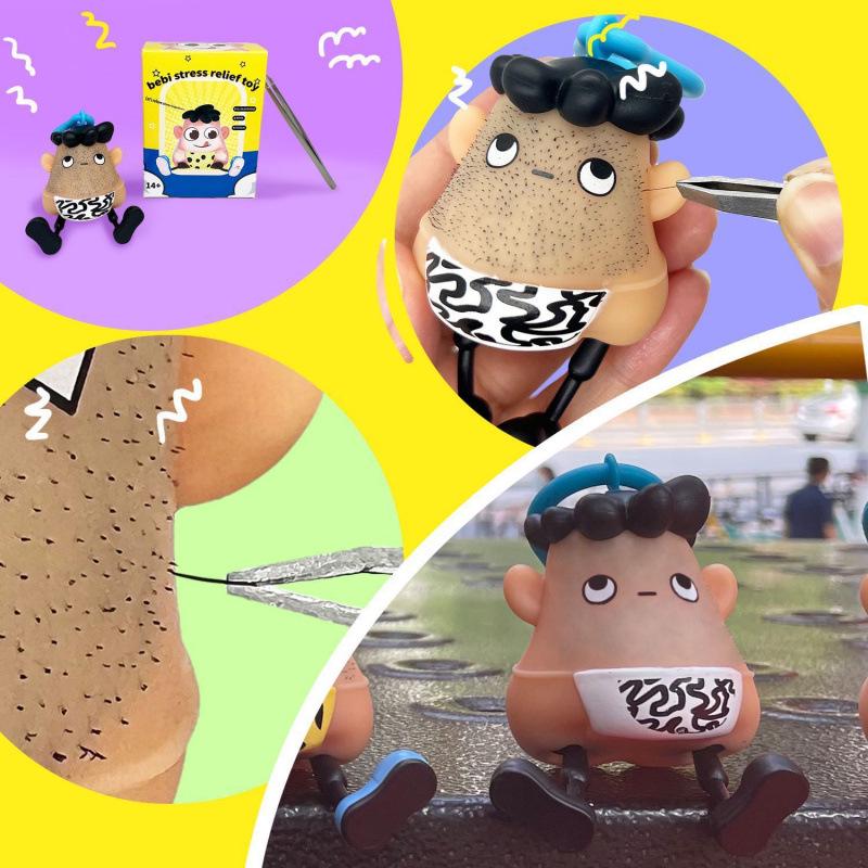 Creative Stress Relief Toy: Blackhead & Beard Plucking Keychain Pendant.