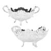 Peacock Alloy Serving Bowl Silver Quadrate Fruit Bowl  Kitchen Countertops