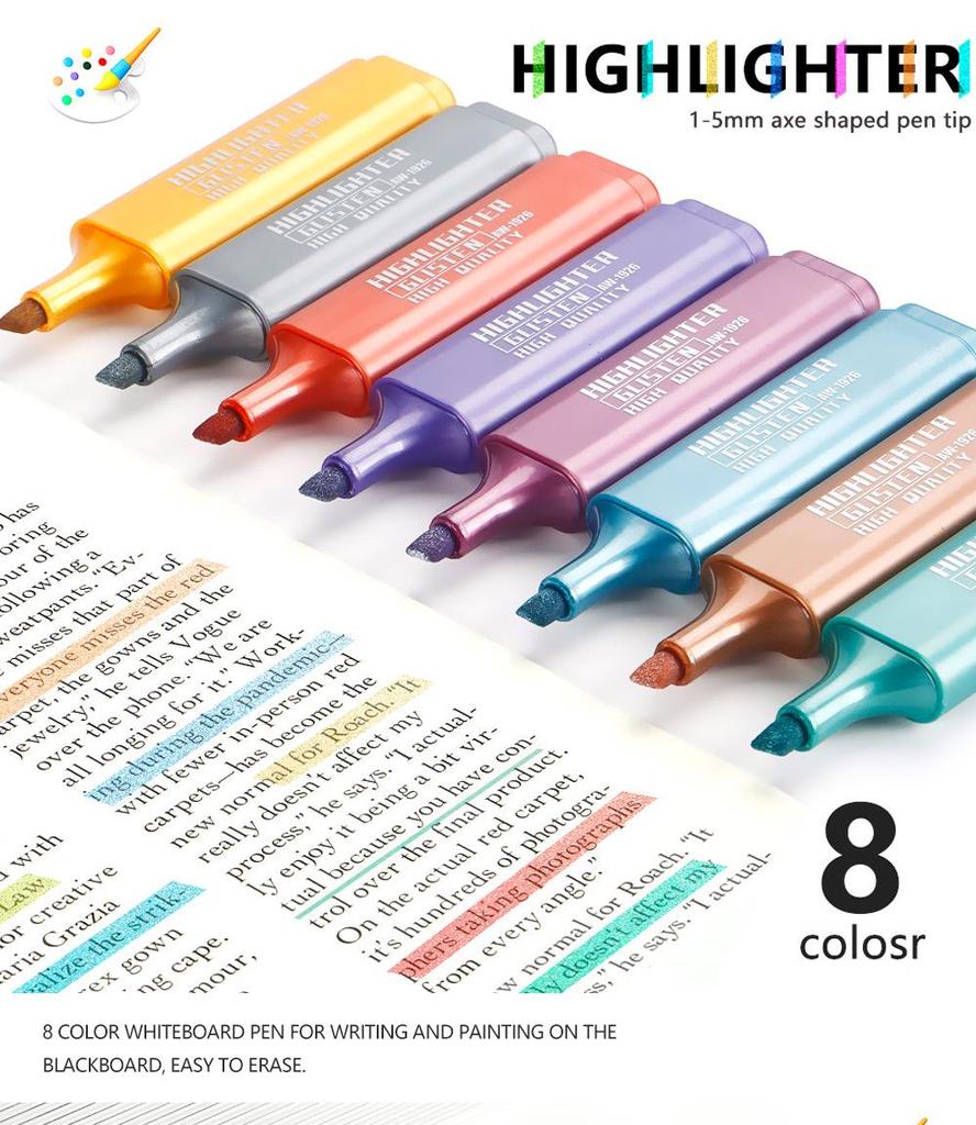 Glitter Fluorescent Highlight Marker Pen for Students and Kids' Drawing & Doodling