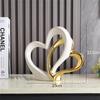 Modern Art Heart Shaped Minimalist Nordic Statue Living Love Electroplated DIY Room Ornament Sculpture Decoration Ceramic Table