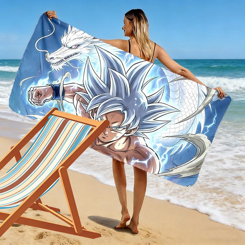 Son Goku Print Beach Towel, Large Soft Quick Dry Towel for Beach Camping Swimming