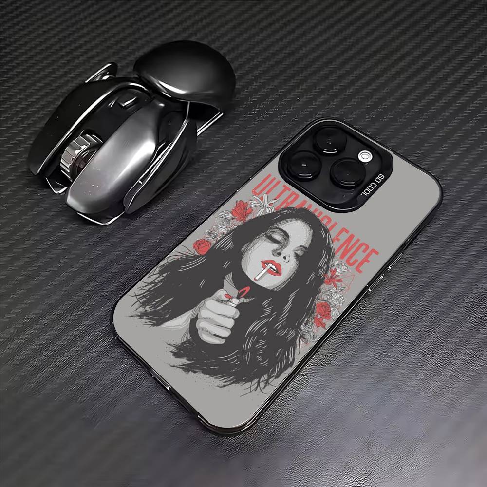 L-Lana del rey Singer  Phone Case For iPhone17,16,15,14,13,12,11 Plus,Pro Max Colored Silver Plated Inside Cover
