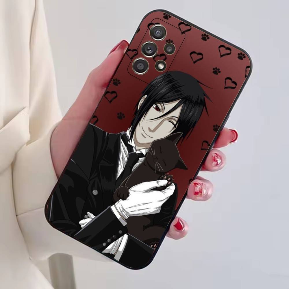 Anime Black B-Butler Phone Case For Samsung S25,S24,S21,S22,S23,S30,Ultra,S20,Plus,Fe,Lite,Note,10,Black Cover